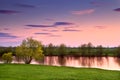 Sunset over river, Gelderland Royalty Free Stock Photo