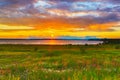 Sunset over the river Kama Royalty Free Stock Photo