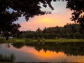 Sunset over the river Ner.