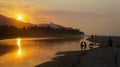 Sunset over the river at Palomino Beach, Colombia. Royalty Free Stock Photo