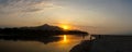 Sunset over the river at Palomino Beach, Colombia. Royalty Free Stock Photo