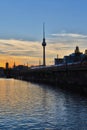 Sunset over the river Spree Royalty Free Stock Photo