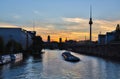 Sunset over the river Spree Royalty Free Stock Photo