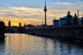 Sunset over the river Spree Royalty Free Stock Photo