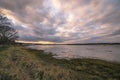 Sunset over the River Stour on the Suffolk Essex border Royalty Free Stock Photo