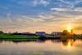 Sunset over the river Vistula Royalty Free Stock Photo