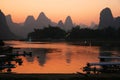 Sunset over the river at Xingping, Guilin