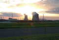 sunset over the Rivne nuclear power plant