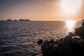 Sunset over the rocky Croatian coast Royalty Free Stock Photo