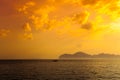 Sunset over rocky sea coast Royalty Free Stock Photo