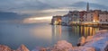 Sunset over Rovinj, Croatia.