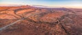 Sunset over rugged alien landscape of Flinders Ranges. Royalty Free Stock Photo