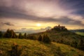 Sunset over the ruins of Spis Castle in Slovakia Royalty Free Stock Photo