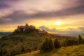 Sunset over the ruins of Spis Castle in Slovakia Royalty Free Stock Photo