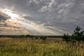 Sunset over rural landscape