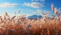 Sunset over a rural meadow, wheat fields golden in summer generated by AI Royalty Free Stock Photo