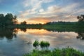 Sunset over russian town Zvenigorod.