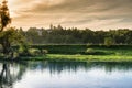 Sunset over russian town Zvenigorod. Royalty Free Stock Photo