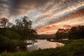 Sunset over Rydal Water in Lake District