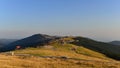 Sunset over the RÃÂ¢nca resort from Transalpina road. Royalty Free Stock Photo