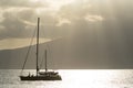 Sunset over sailboat in Maui Hawaii Royalty Free Stock Photo