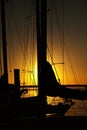 Sunset over sailboats, Outer Banks, North Carolina Royalty Free Stock Photo