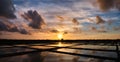 Sunset over salt flats Royalty Free Stock Photo