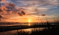 Sunset over salt flats Royalty Free Stock Photo