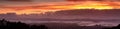 Sunset over San Francisco Bay Area Panorama via Grizzly Peak Royalty Free Stock Photo