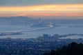 Sunset over San Francisco and Berkeley via Grizzly Peak Royalty Free Stock Photo