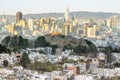 Sunset over San Francisco from Tank Hill in Cole Valley - Twin Peaks. Royalty Free Stock Photo