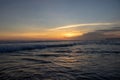 Sunset over sand beach of Changgu area Echo beach,Bali island,Indonesia Royalty Free Stock Photo
