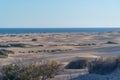 Sunset over sand dunes at Maspalomas, Gran Canaria, Canary Islands, Spain Royalty Free Stock Photo