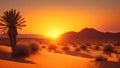 Sunset over the sand dunes in the sahara desert morocco Ai Generated