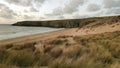 Sunset over the Sanddunes  North Cornwall Coast at Holywell Bay Royalty Free Stock Photo