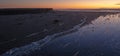 Sunset over Santa Clara River tidal outflow to Pacific Ocean at McGrath State Park on the California coast at Ventura - USA Royalty Free Stock Photo