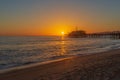 Sunset over Santa Monica Pier and beach Royalty Free Stock Photo