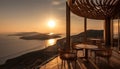 Sunset over Santorini modern balcony design generated by AI Royalty Free Stock Photo