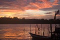 Sunset over Santubong River, Borneo, Malaysia Royalty Free Stock Photo