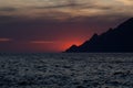 Sunset over the Scandola, Corsica, France Royalty Free Stock Photo