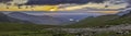 Sunset over scenic mountain valley in Snowdonia,UK