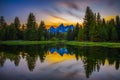 Sunset over Schwabacher Landing in Grand Teton National Park, Wyoming Royalty Free Stock Photo