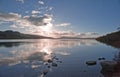 Sunset over Scottish Loch. Royalty Free Stock Photo