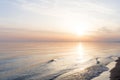 Sunset over the sea beach wallpaper Royalty Free Stock Photo