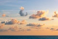 Sunset over the sea and beautiful cloud landscape. Gold sea sunset, wallpaper.