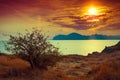 Sunset over sea coast Royalty Free Stock Photo