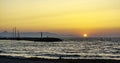 Sunset over the sea in Gouves, Crete, Greece Royalty Free Stock Photo