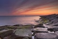 Sunset over sea in IJmuiden, The Netherlands