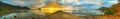 Sunset over sea. Le Morn Brabant on background. Panorama Royalty Free Stock Photo