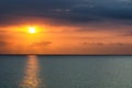 Sunset over sea at Montego Bay, Jamaica. Royalty Free Stock Photo